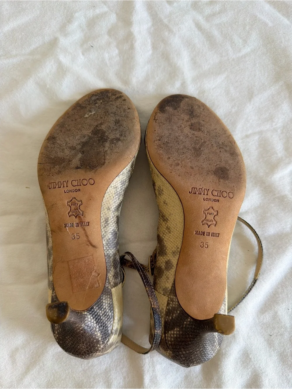 Jimmy Choo Heeled Sandals Snake Skin Size 35